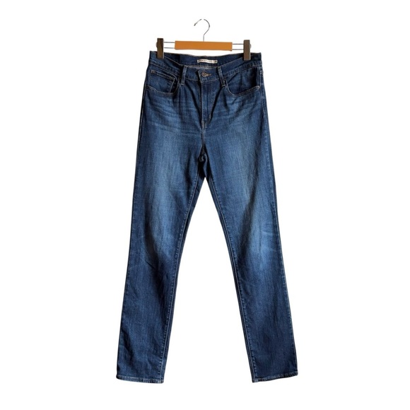 Levi's 724 High Rise Straight Leg Jeans Size 28 Dark Blue Denim - Picture 2 of 16